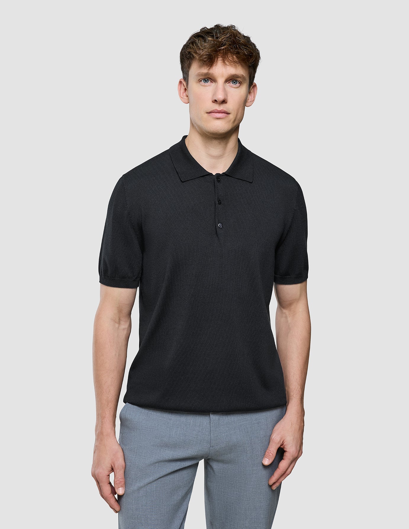 Seamless Core Knit Short Sleeve Polo Black